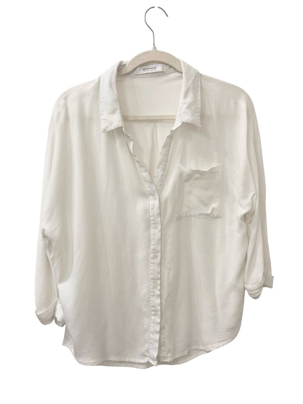 Promod White Relaxed Button-Down Shirt size 8